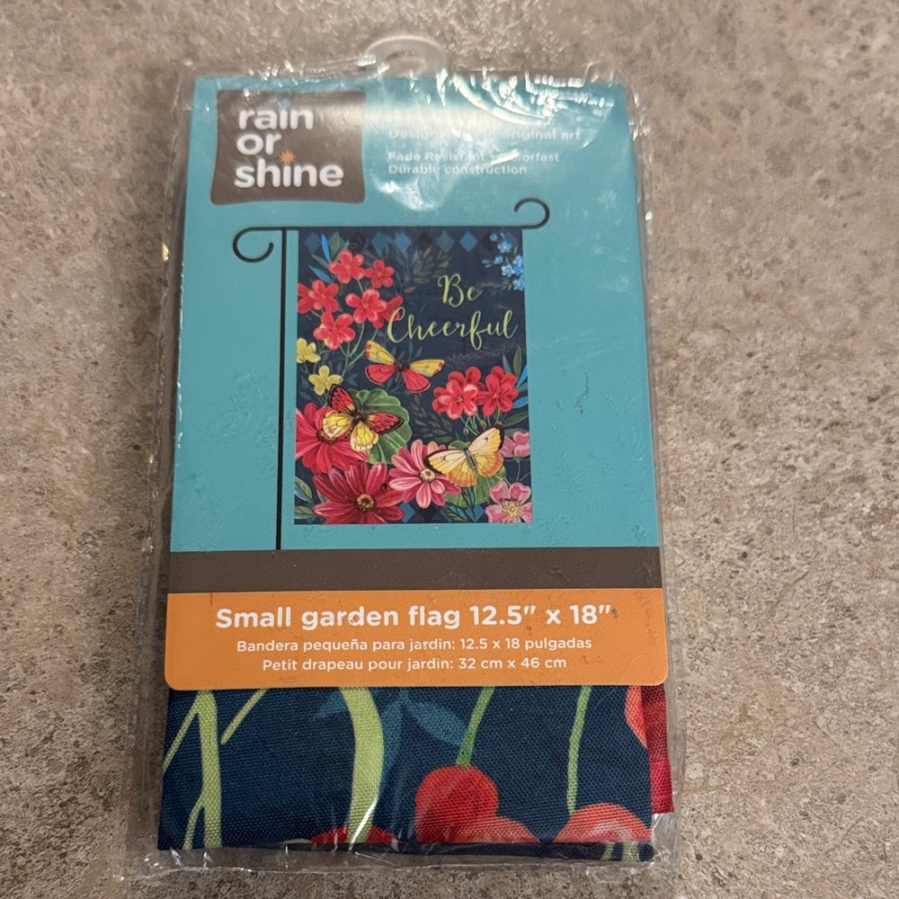 Rain or Shine Be Cheerful Floral Garden Flag Outdoor Yard Decor